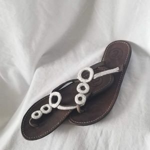 ASPIGA Leather Beaded Flip Flop Sandal